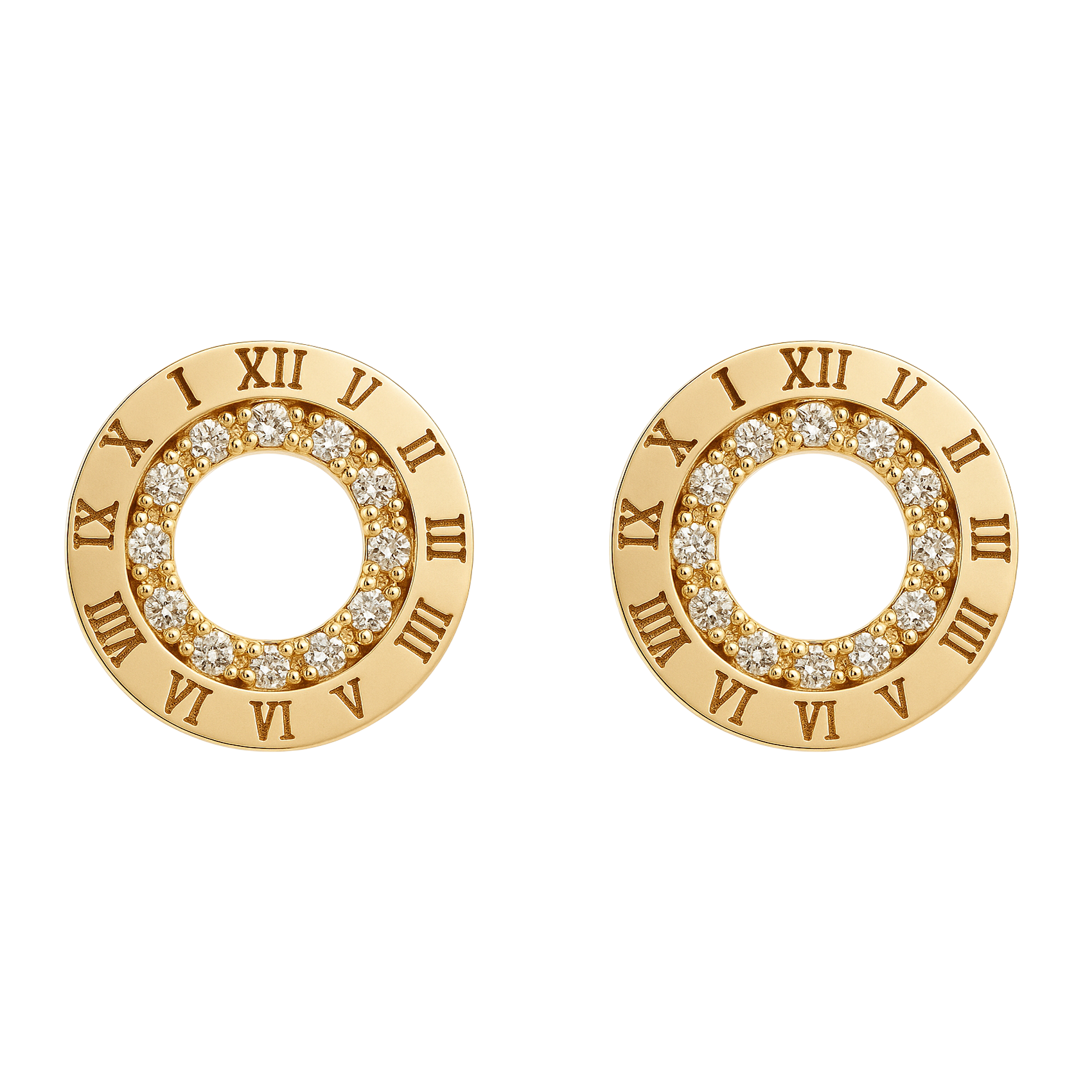 Boucles d’oreilles Cercle Romain – Plaqué Or & Zirconium – Style Luxueux