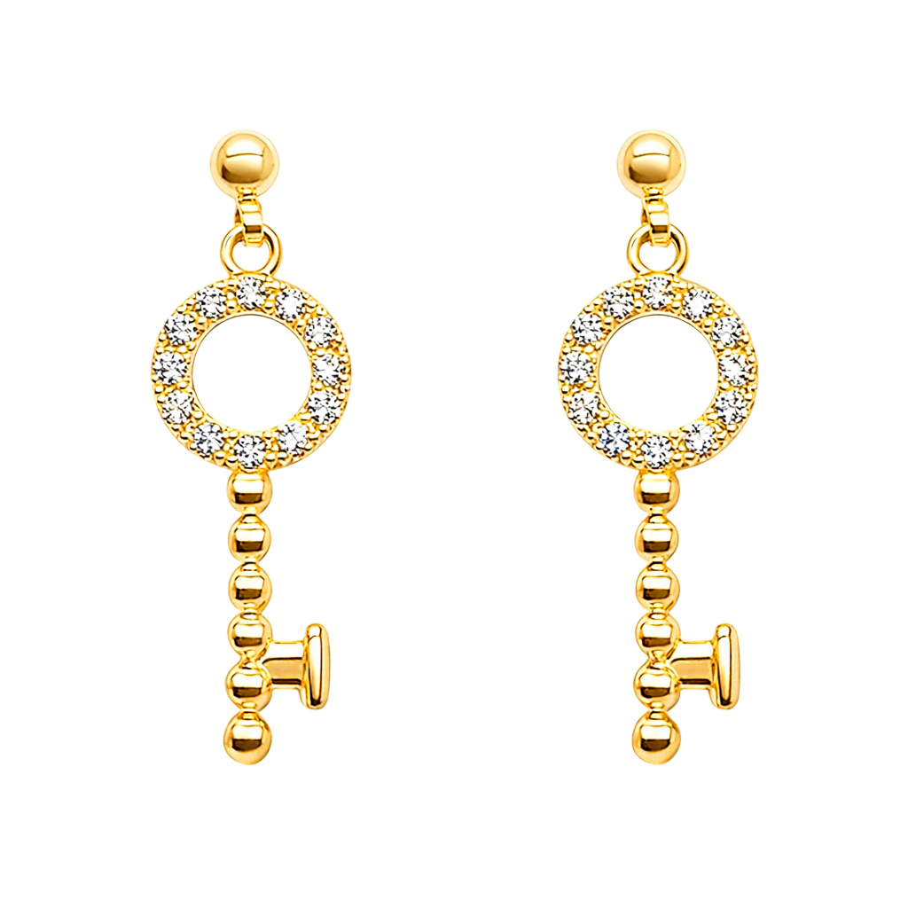 Boucles d’oreilles Clé en plaqué or 18 carats & zirconium