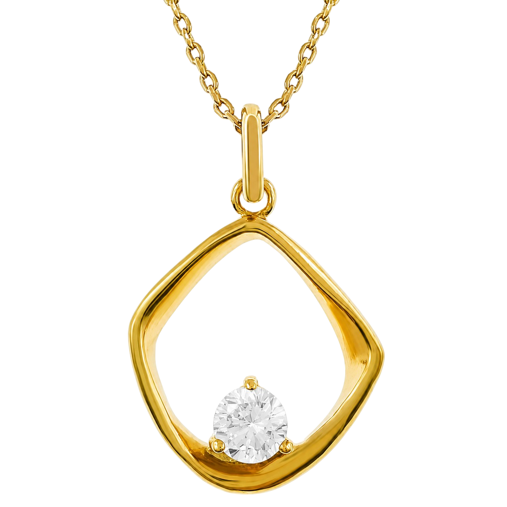 Collier Pendentif Zirconium Plaqué Or 18 Carats