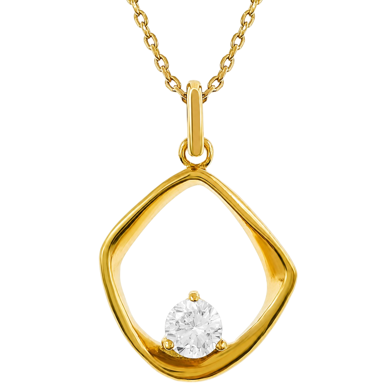 Collier Pendentif Zirconium Plaqué Or 18 Carats