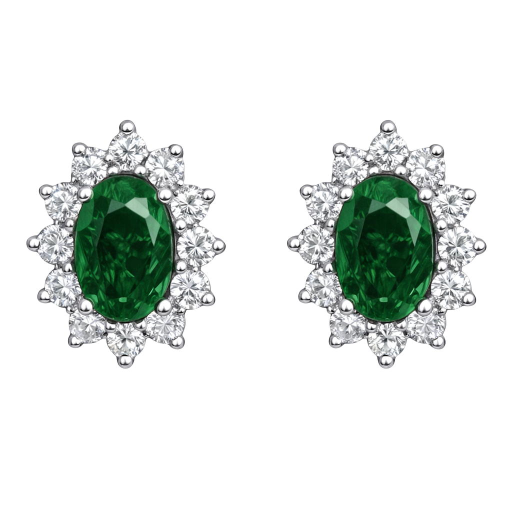Boucles d’oreilles Éclat Émeraude – Argent 925 Rhodié