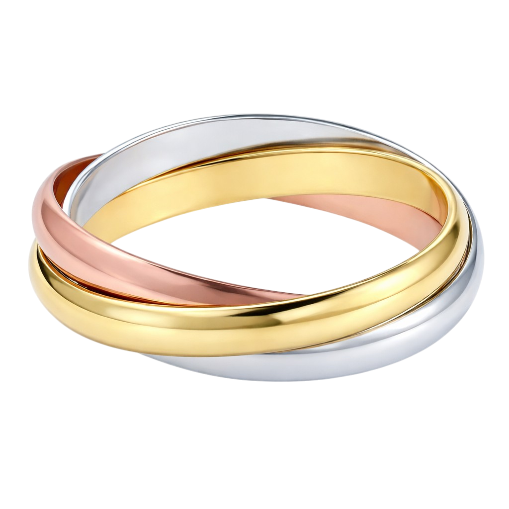 Bague 3 anneaux entrelacés – Plaqué or 18 carats
