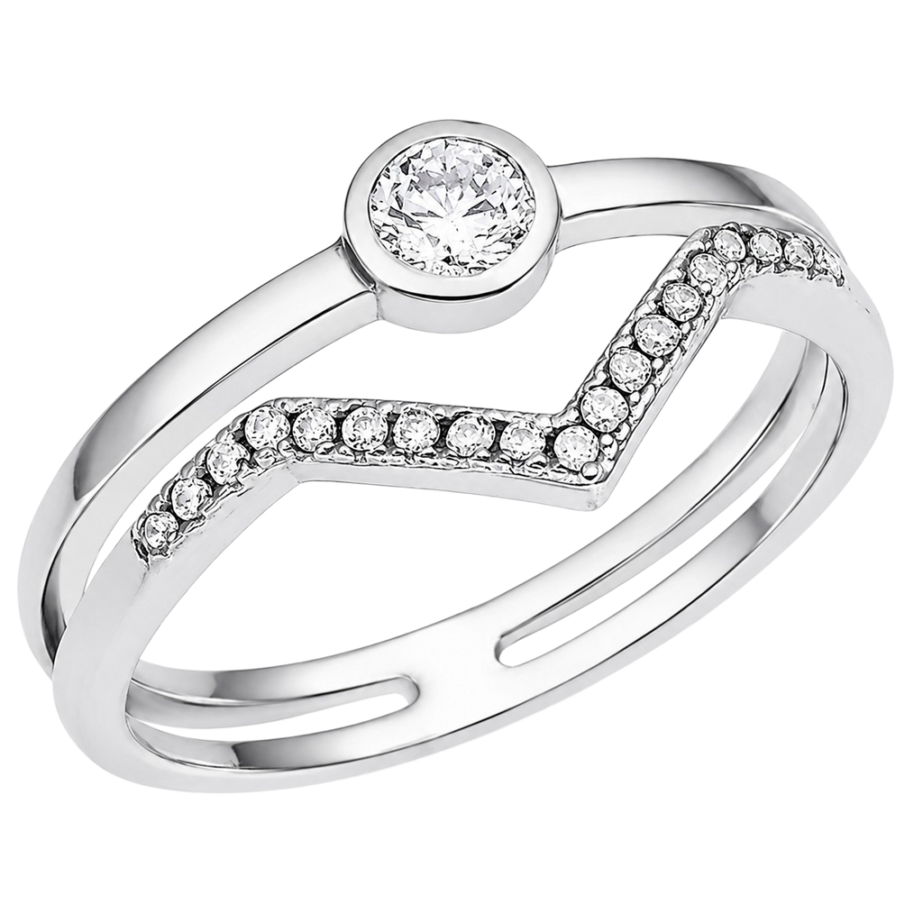 Bague Double Élégance Argent 925 Rhodié & Zirconiums