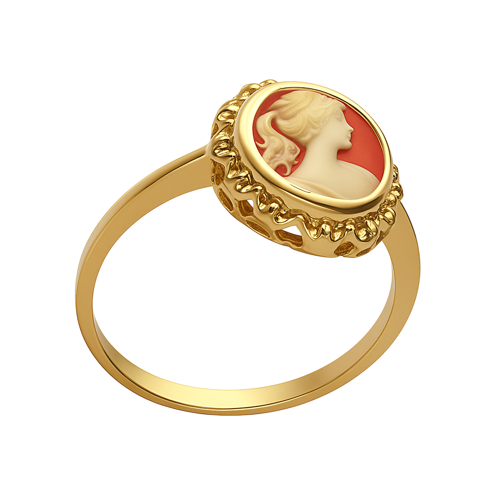 Bague Camée Rouge – Plaqué Or  | Bijou Femme Élégant & Intemporel