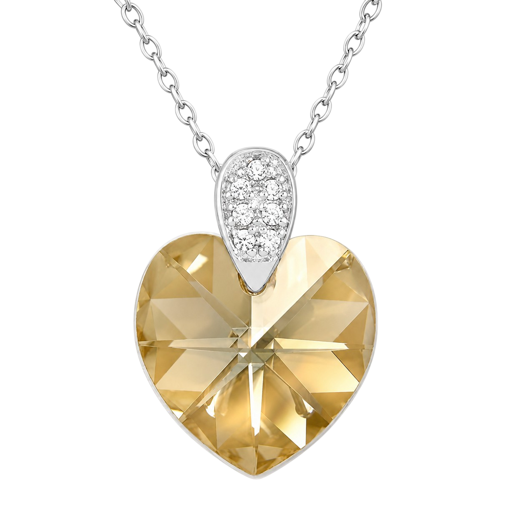 Collier Cœur Cristal & Zirconiums en Argent 925 Rhodié