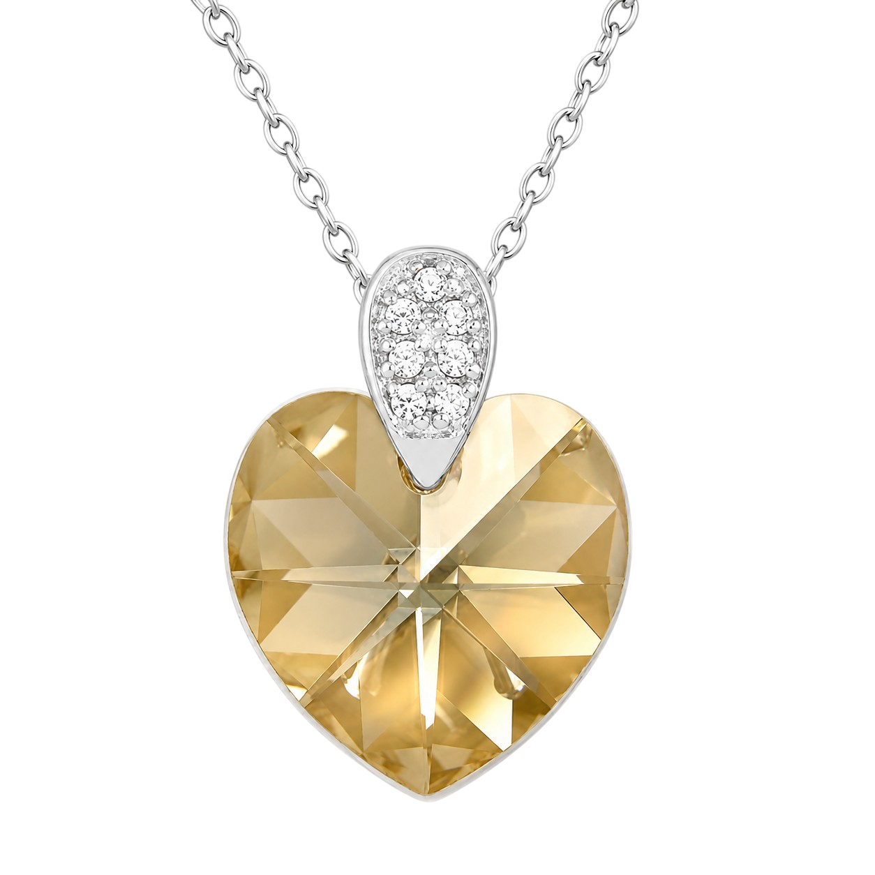 Collier Cœur Cristal & Zirconiums en Argent 925 Rhodié