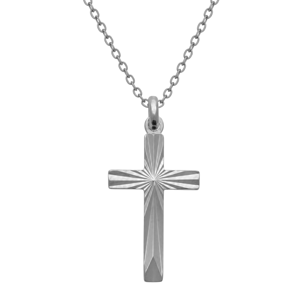 Collier Croix en Argent 925 Rhodié – Pendentif Gravé | Orinae