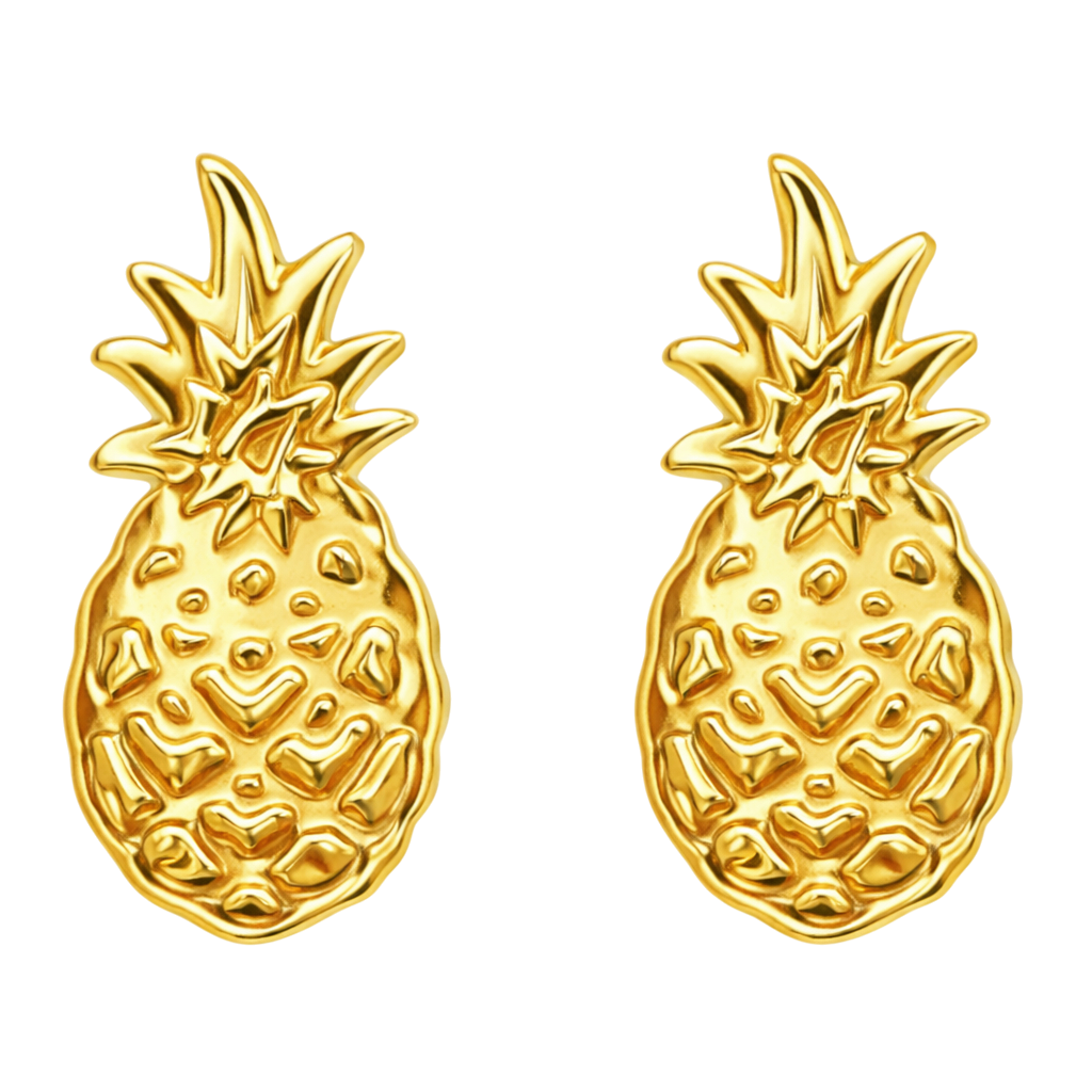 Boucles d’oreilles Ananas – Plaqué Or 18 carats