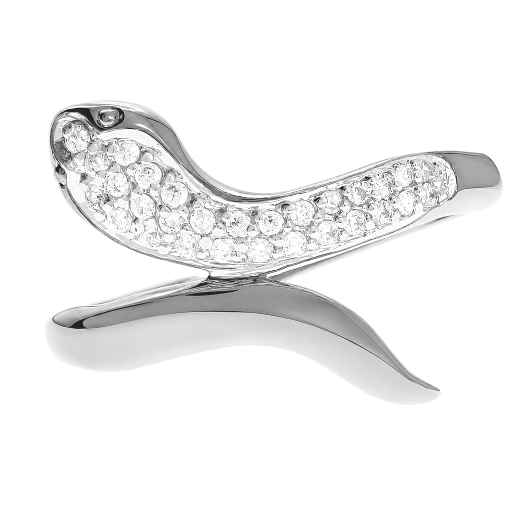 Bague Serpent Argent 925 Rhodiée & Zirconiums