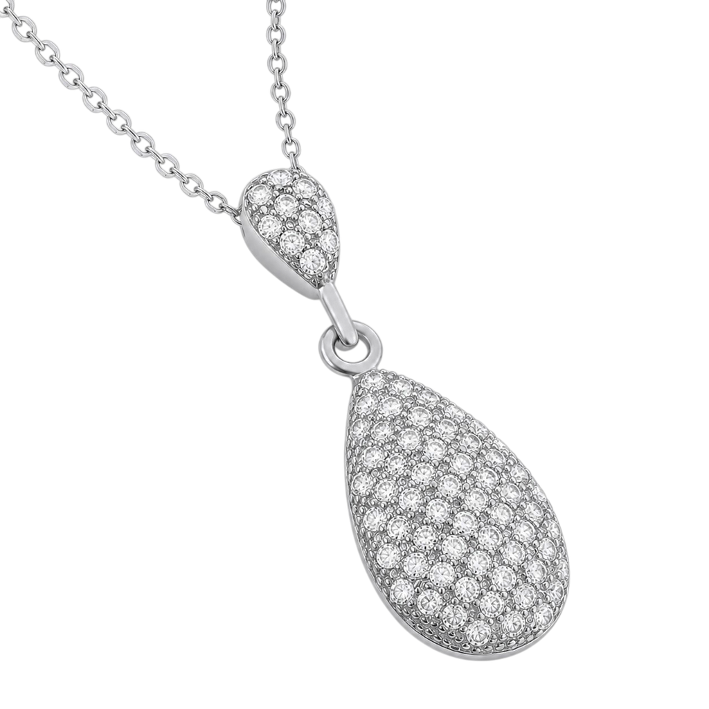 Collier goutte pavée en Argent 925 rhodié & Zirconiums – Orinae