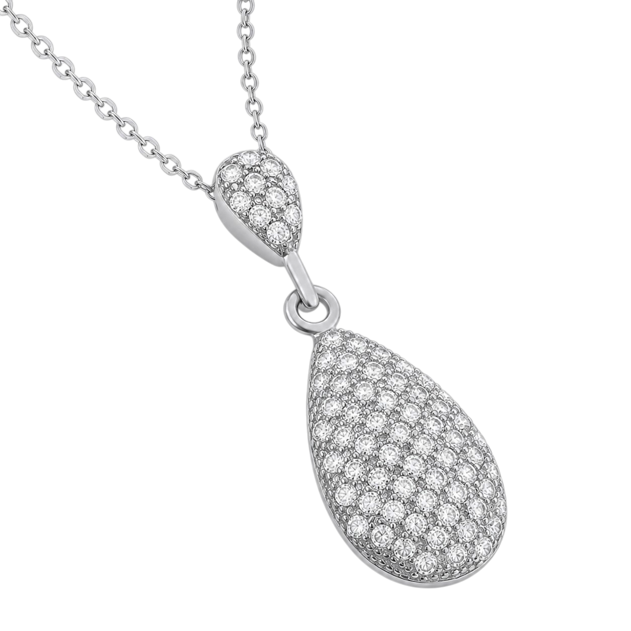 Collier goutte pavée en Argent 925 rhodié & Zirconiums – Orinae