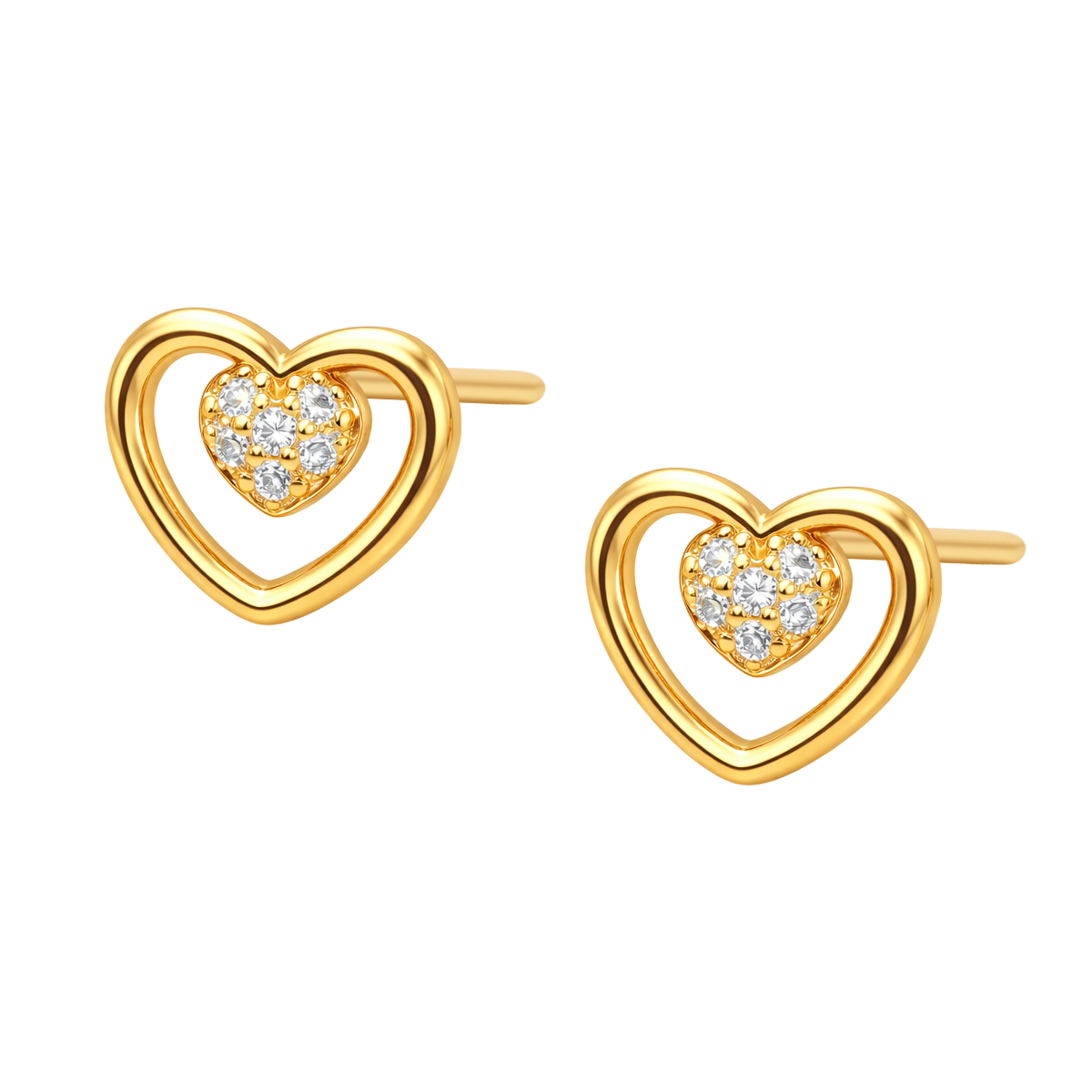 Boucles d’oreilles Cœur – Plaqué Or 18 Carats & Zirconium