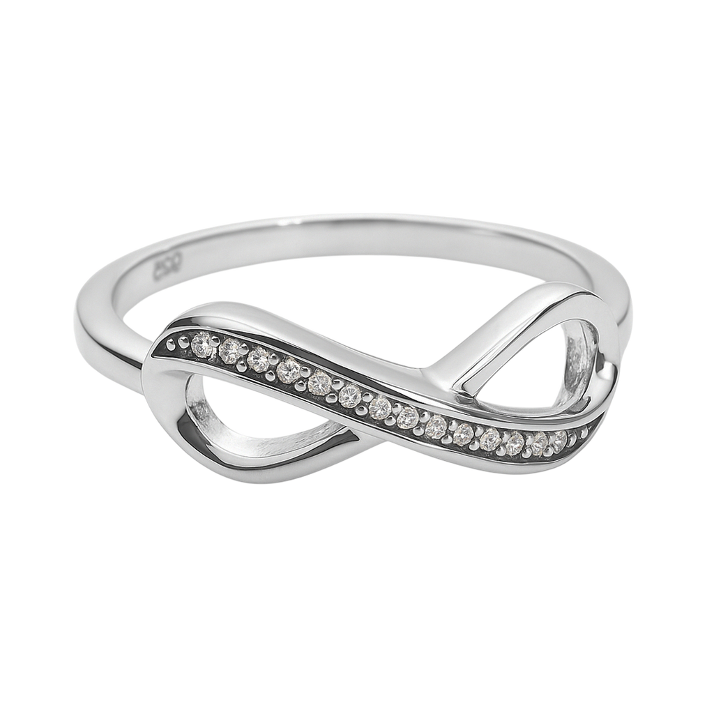 Bague Infini en Argent 925 Rhodié & Zirconium – Élégance Intemporelle