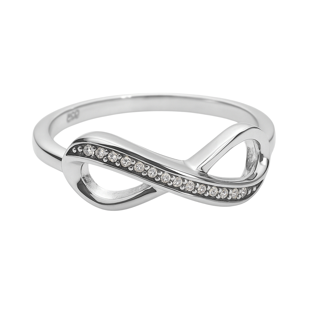 Bague Infini en Argent 925 Rhodié & Zirconium – Élégance Intemporelle