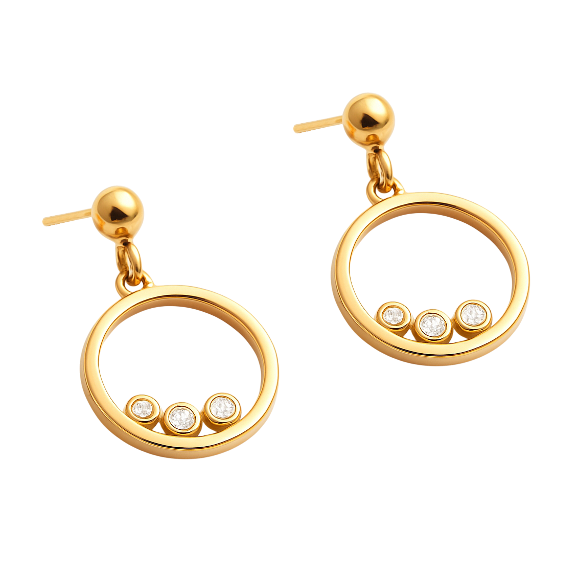 Boucles d’Oreilles Cercle Plaqué Or – Zirconium Étincelant