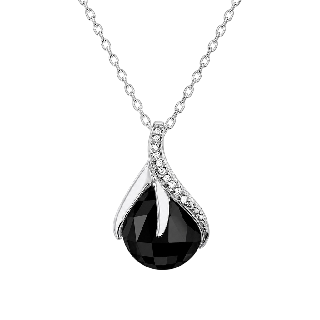 Collier Goutte Éclat Argent 925 Rhodié & Zirconium noir
