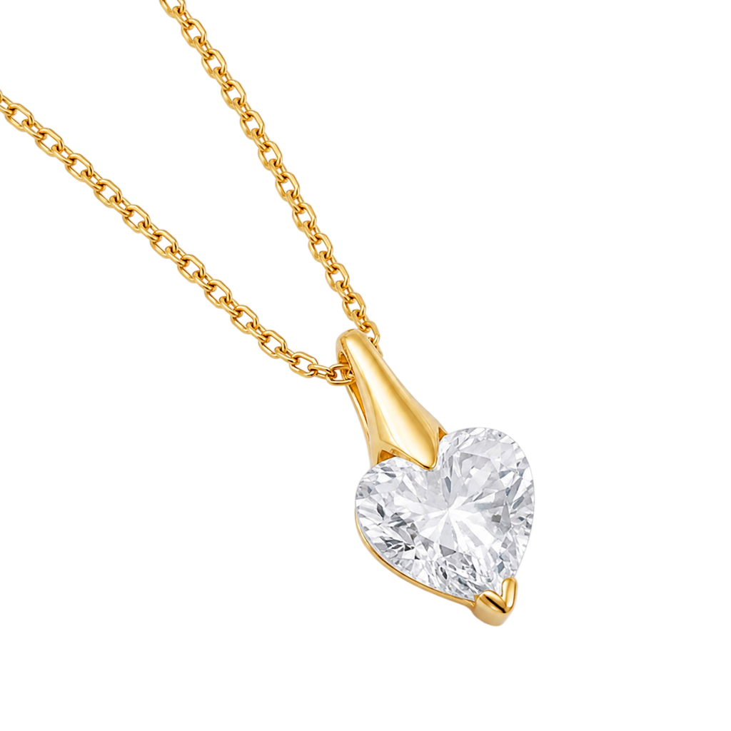 Collier Cœur Éclat – Plaqué Or Jaune 18 Carats & Zirconium
