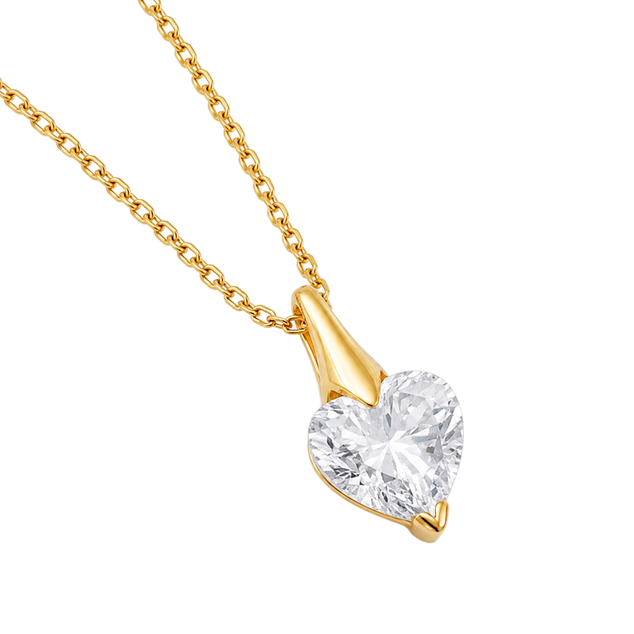 Collier Cœur Éclat – Plaqué Or Jaune 18 Carats & Zirconium