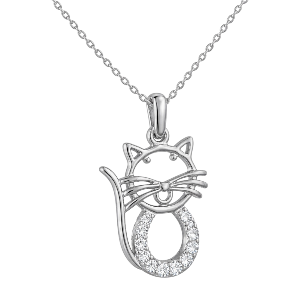 Collier Chat Élégance – Argent 925 Rhodié & Zirconiums