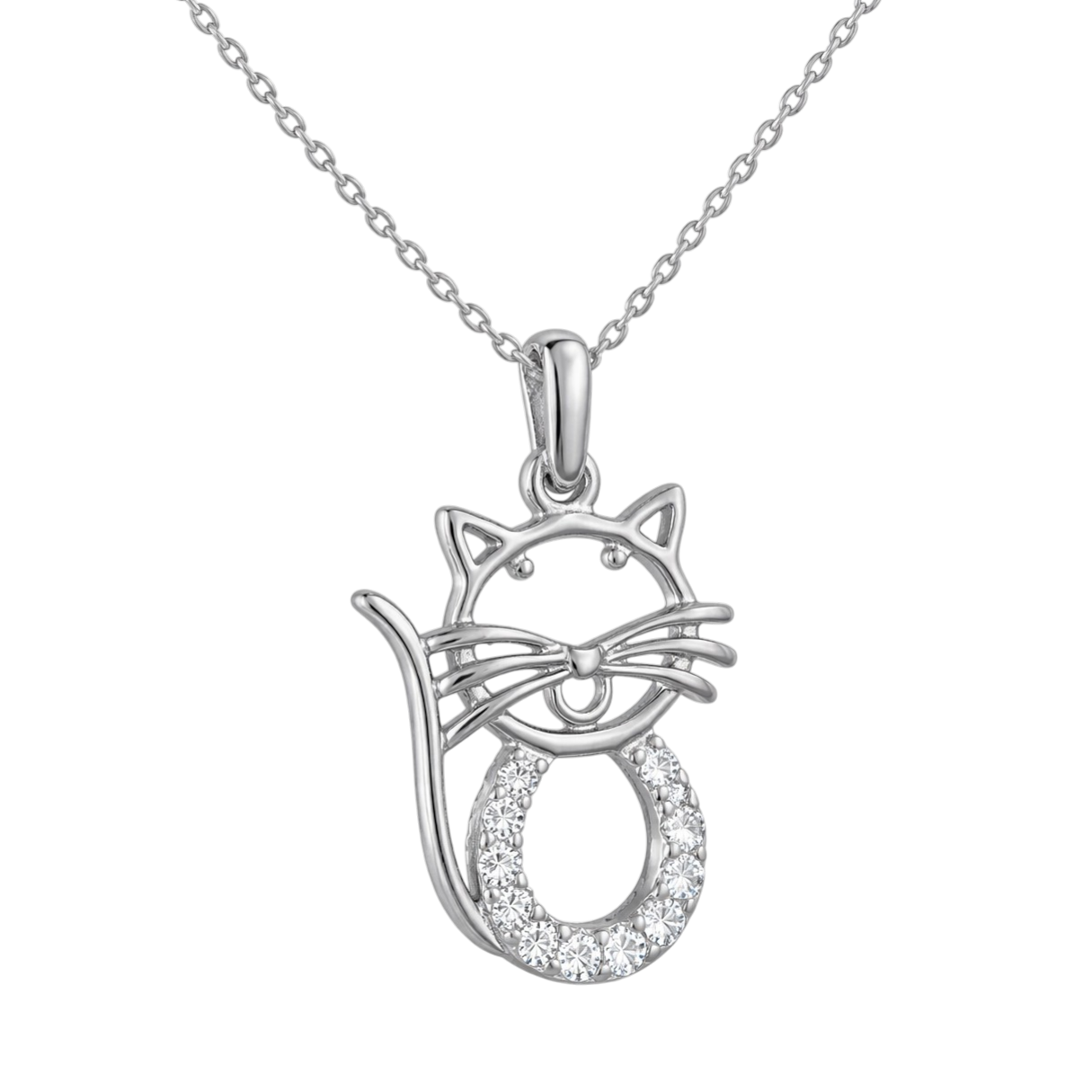 Collier Chat Élégance – Argent 925 Rhodié & Zirconiums