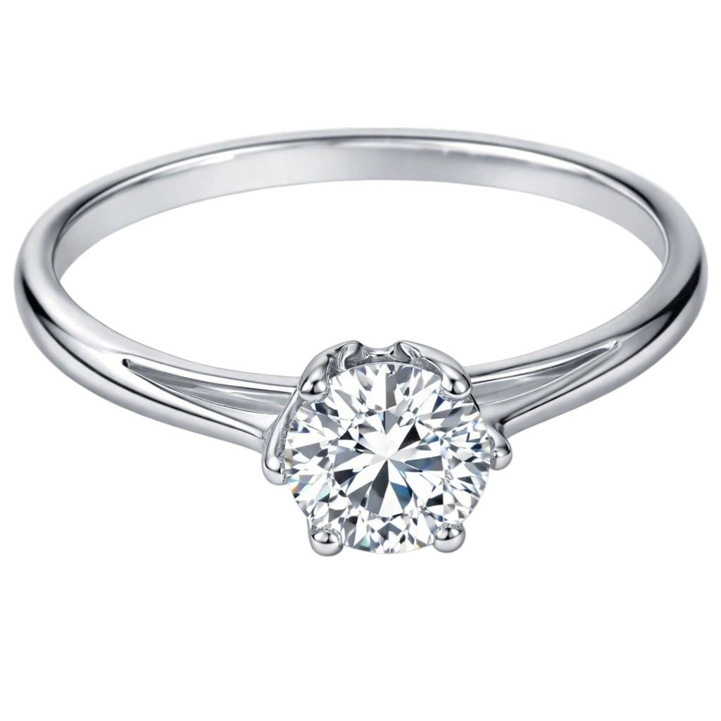 Bague Solitaire Zirconium 6 mm – Argent 925 Rhodié