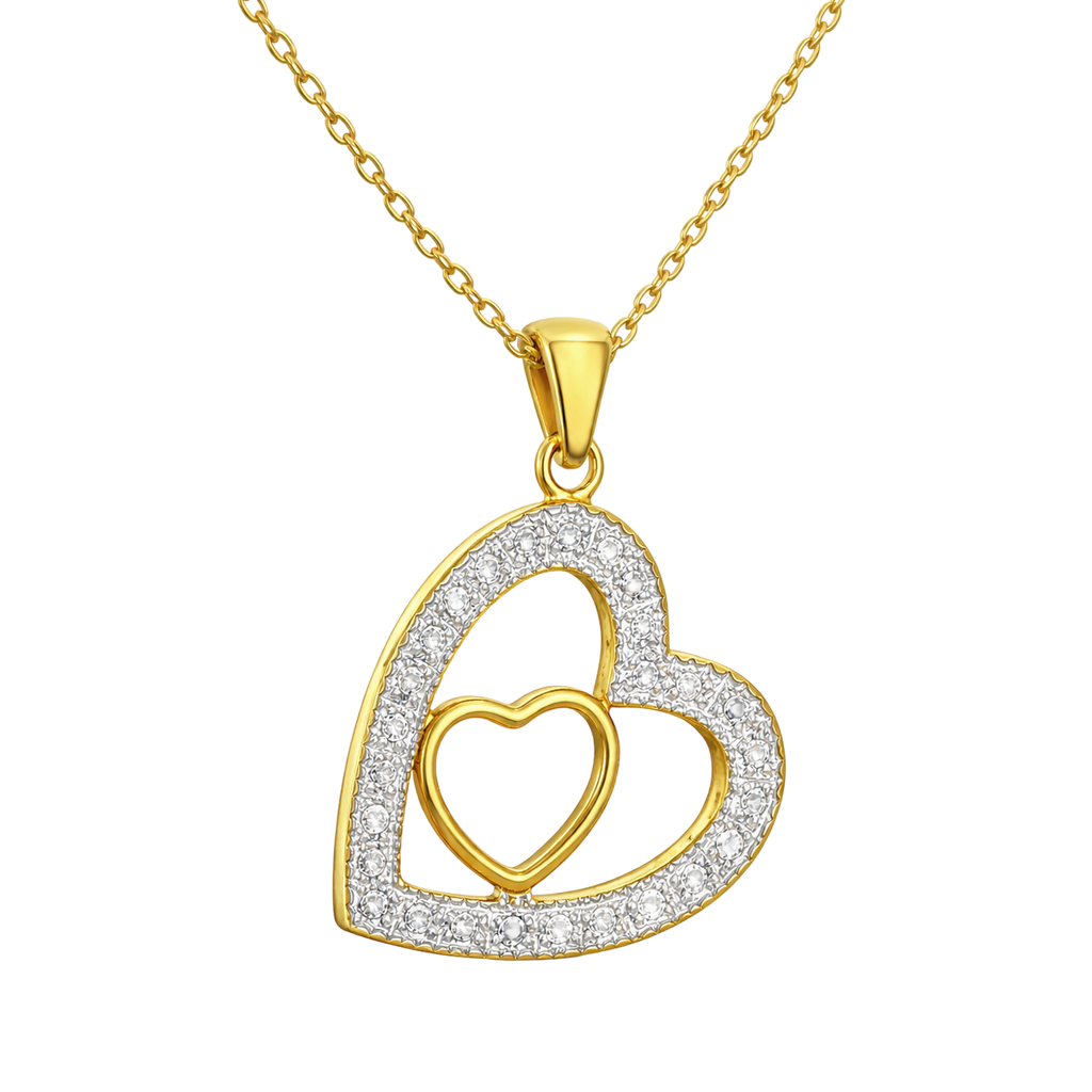 Collier Cœur Entrelacé – Plaqué Or 18 Carats & Zirconiums