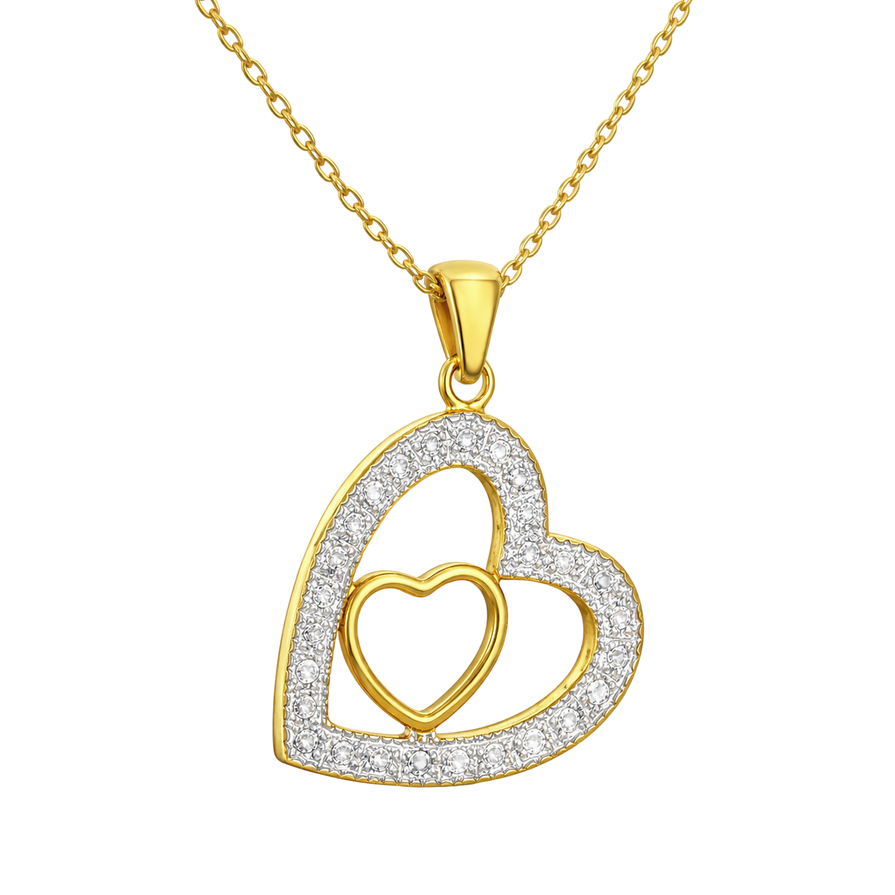 Collier Cœur Entrelacé – Plaqué Or 18 Carats & Zirconiums