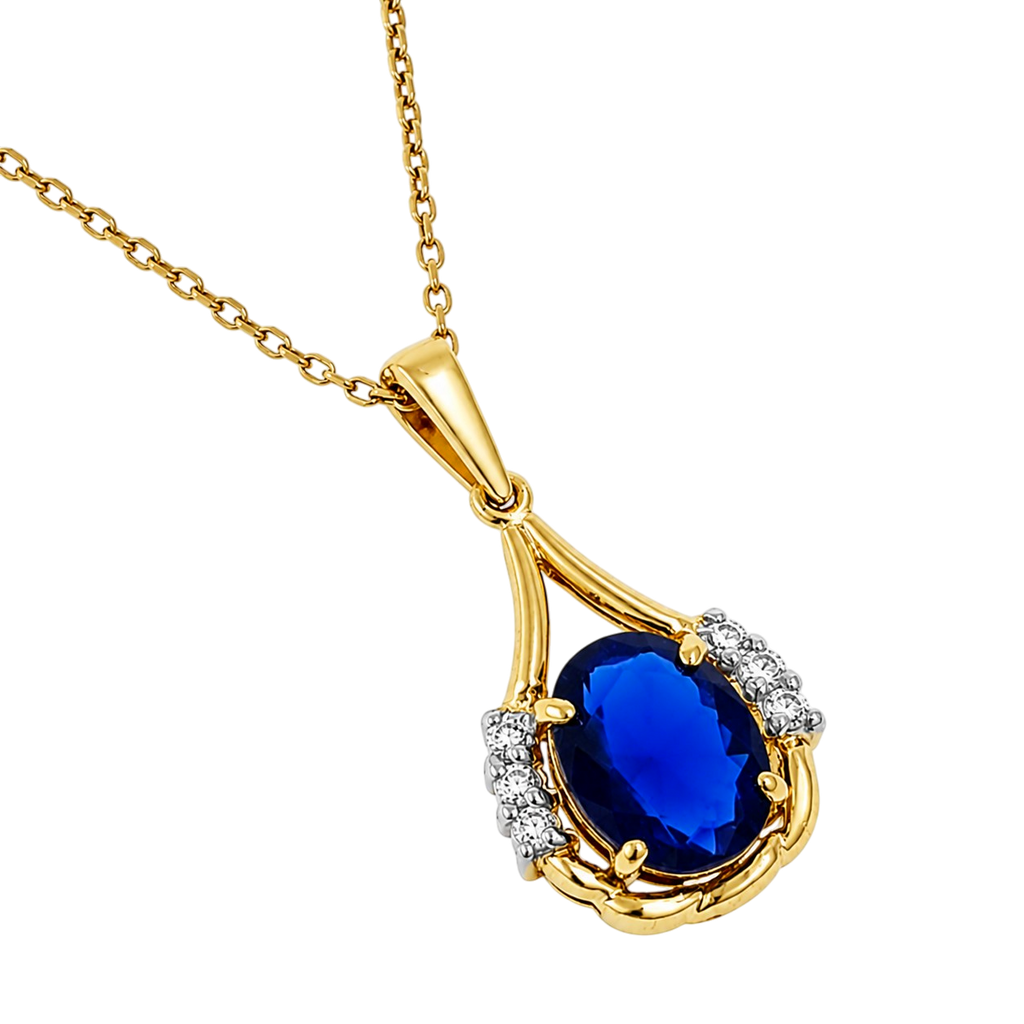 Collier Saphira Bleu – Plaqué Or Jaune 18 Carats