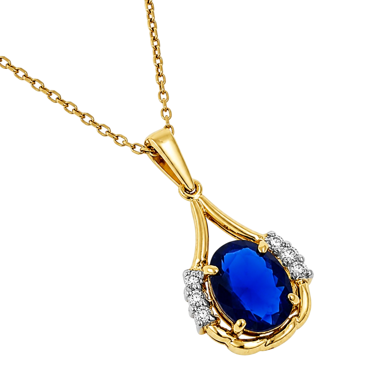 Collier Saphira Bleu – Plaqué Or Jaune 18 Carats