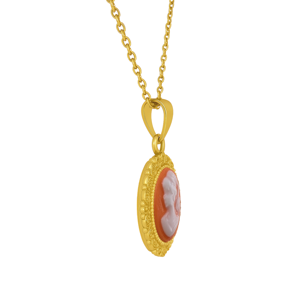 Collier Camée rouge – Plaqué Or - Élégance intemporelle & charme vintage