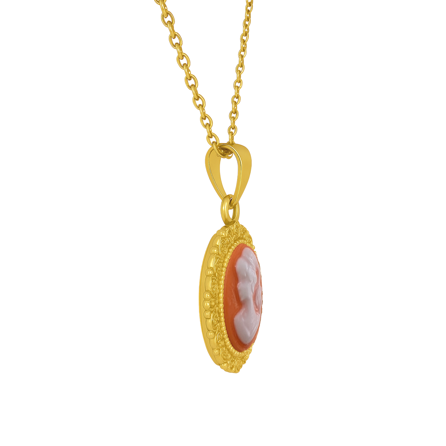 Collier Camée rouge – Plaqué Or - Élégance intemporelle & charme vintage