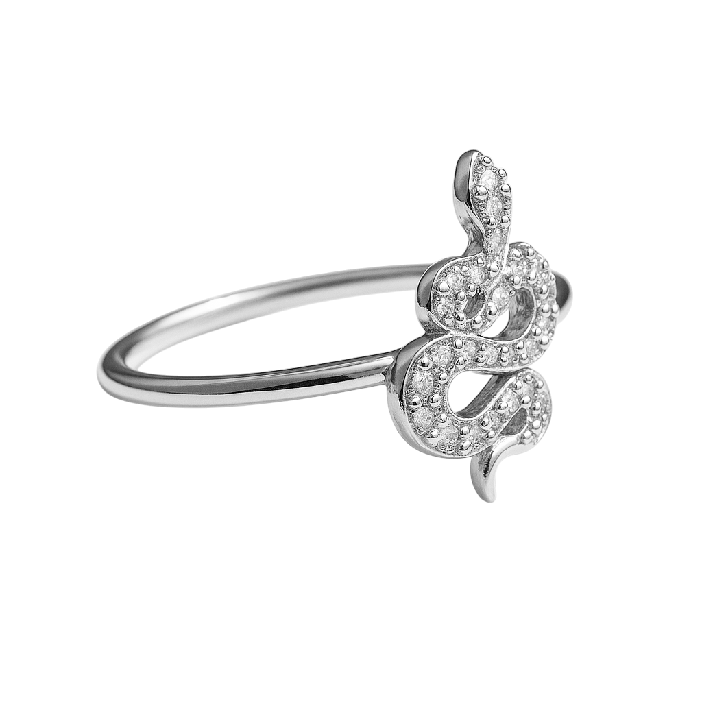 Bague Serpent en Argent 925 Rhodié – Zircons Étincelants