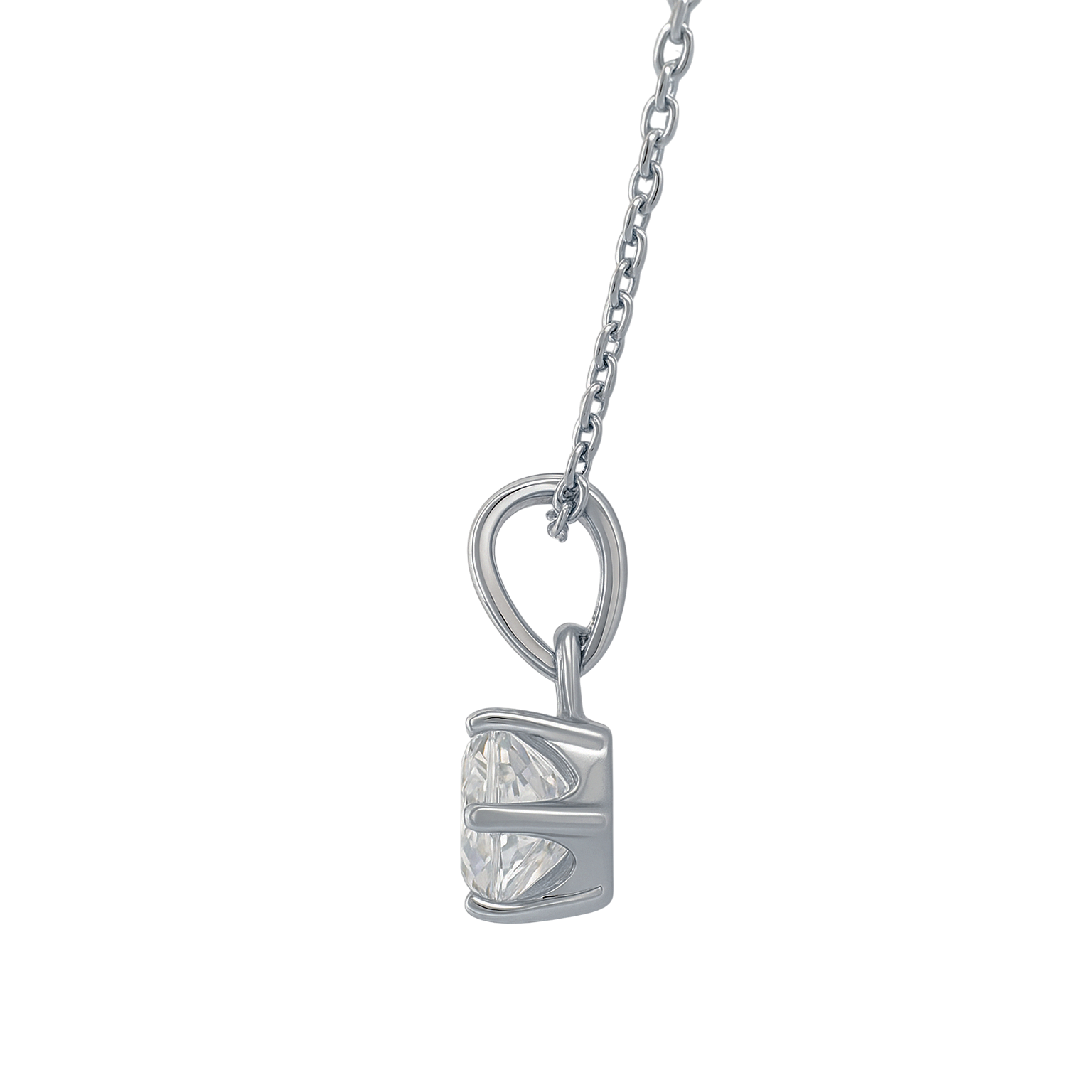 Collier Solitaire en Argent 925 Rhodié – Zirconium 6 mm | Chaîne 40 + 5 cm