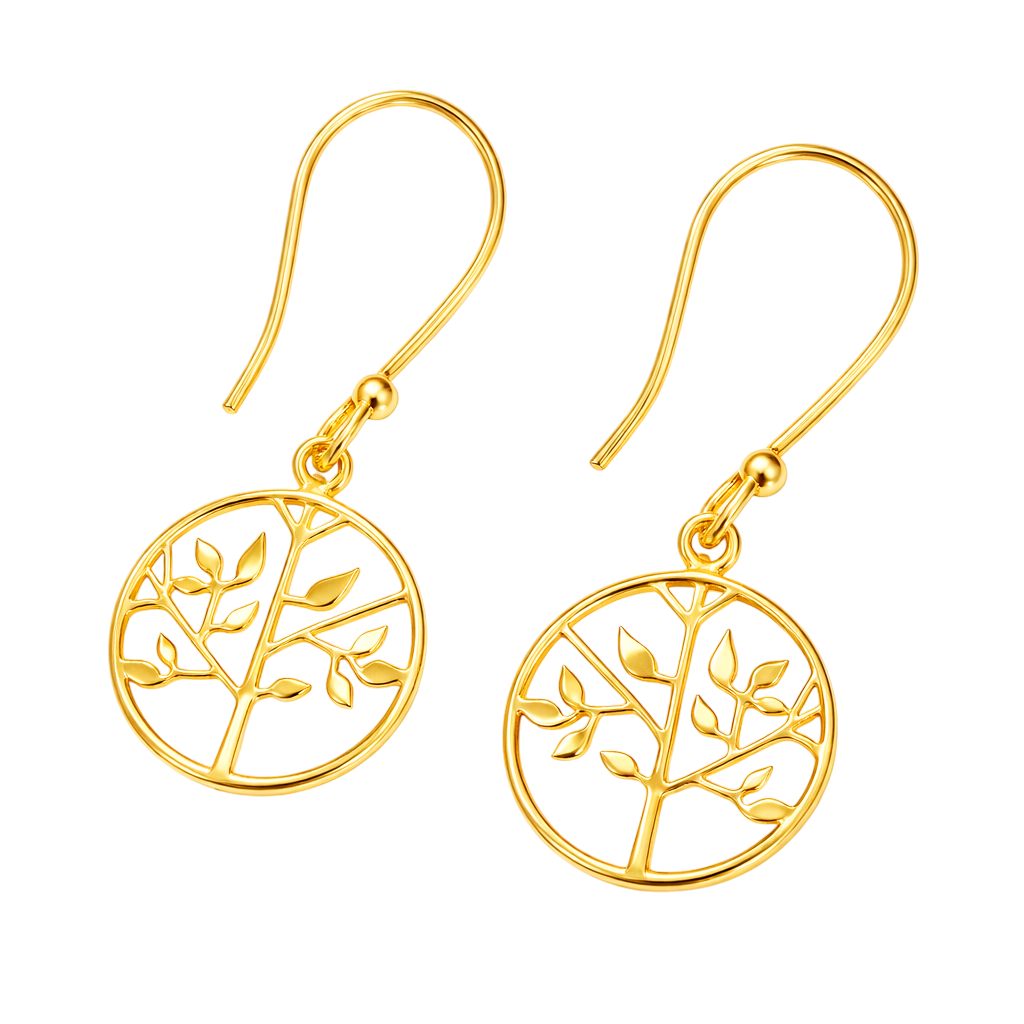 Boucles d’oreilles Arbre de Vie – Plaqué Or 18 carats