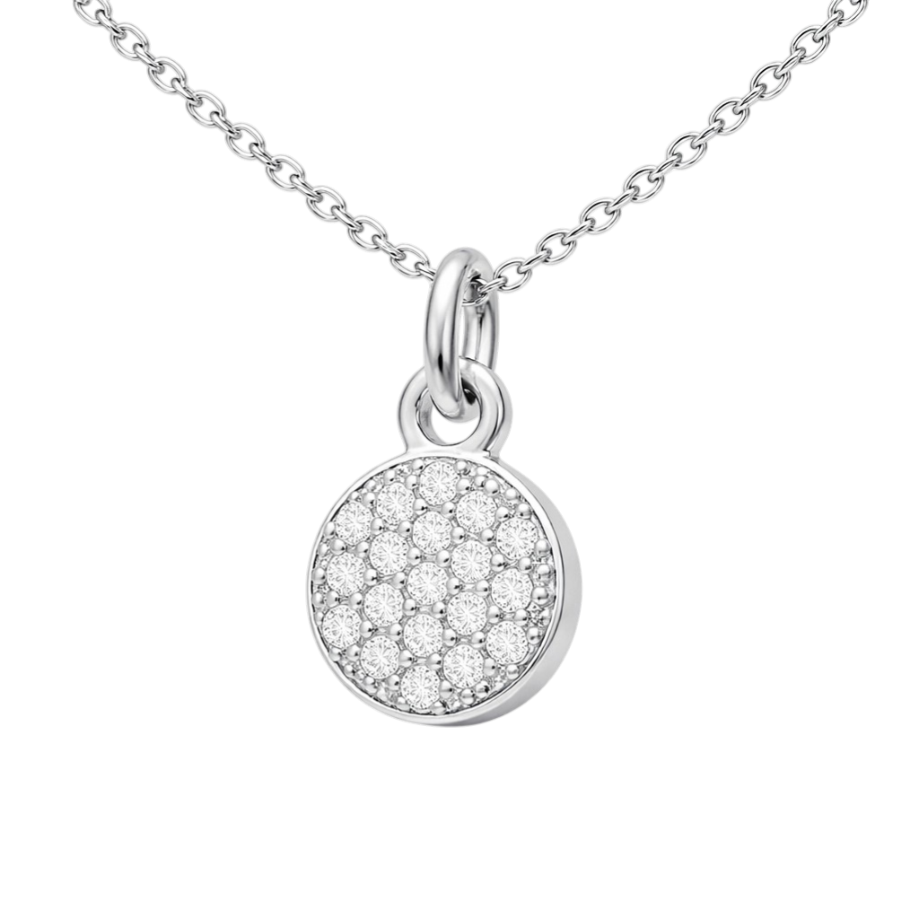 Collier Pastille Pavée – Argent 925 Rhodié & Zirconiums