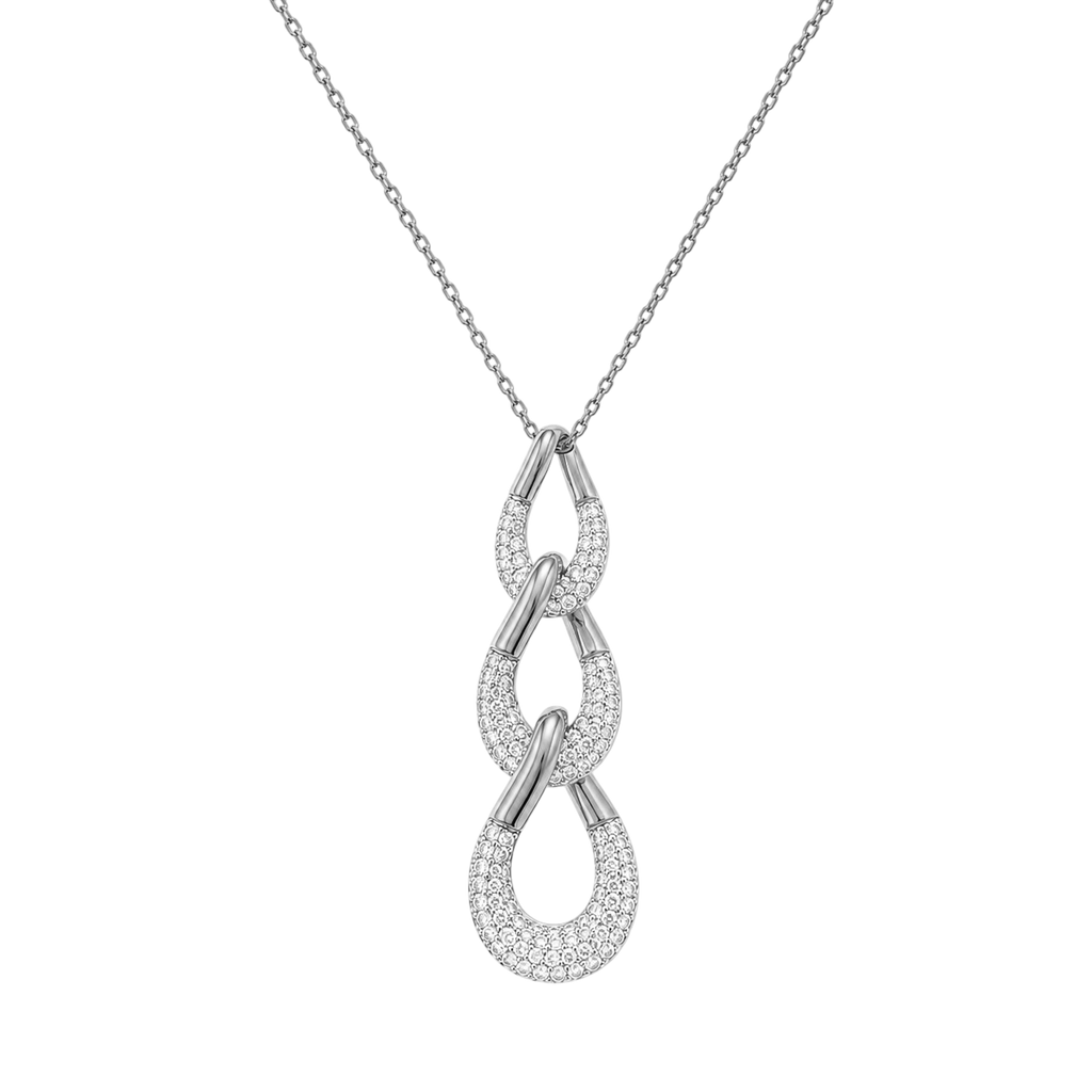 Collier Maillons Entrelacés Argent 925 Rhodié & Zirconiums