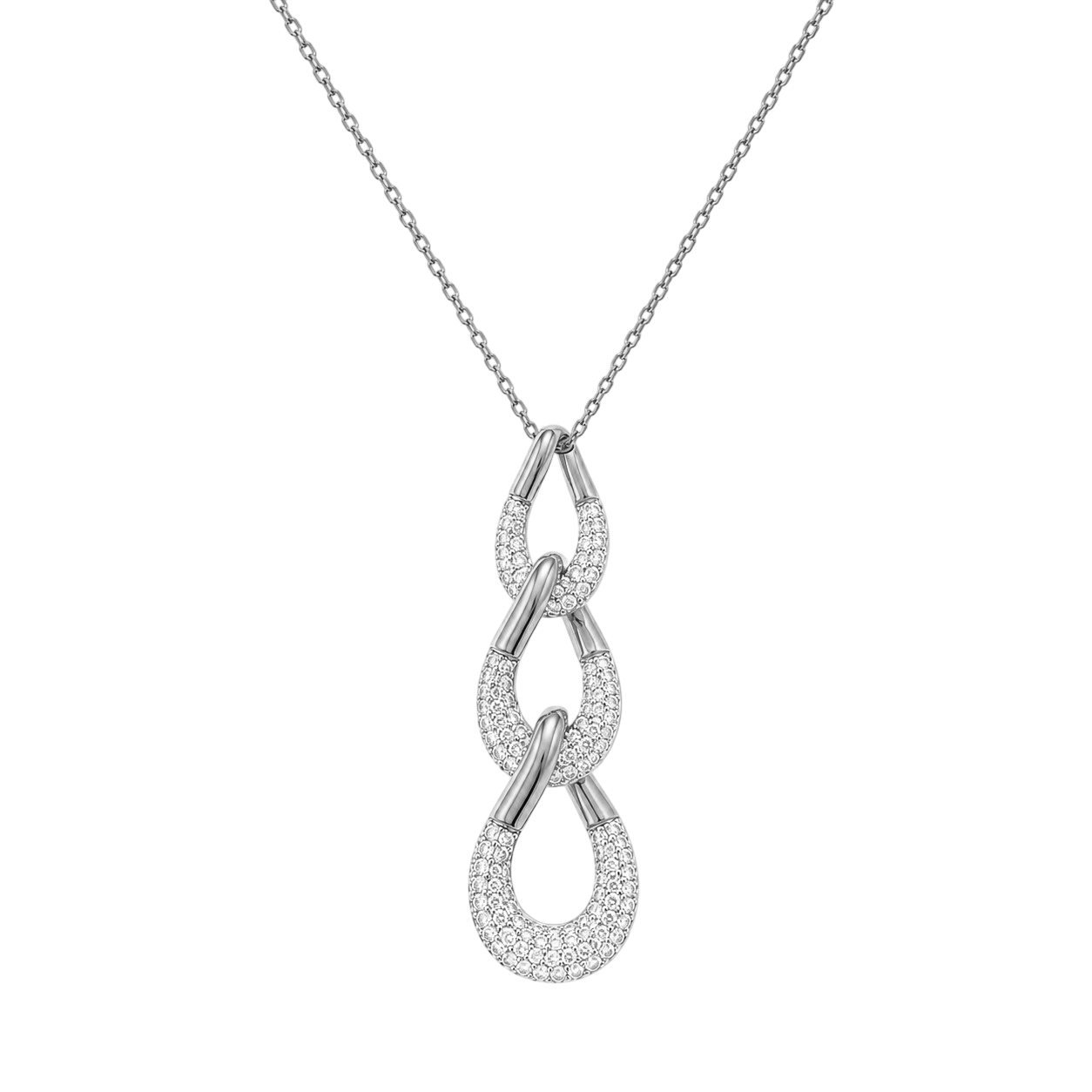Collier Maillons Entrelacés Argent 925 Rhodié & Zirconiums