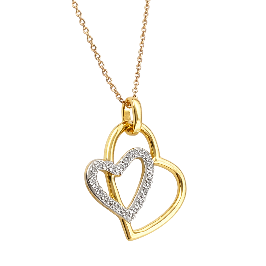 Collier Cœur Entrelacé – Plaqué Or Jaune & Blanc, Zirconium