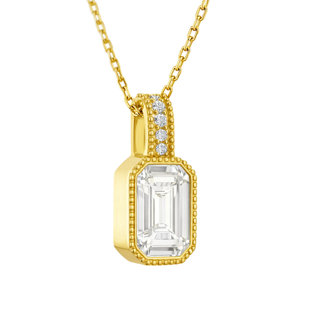 Collier Éclat Rectangulaire – Plaqué Or 18 Carats & Zirconium