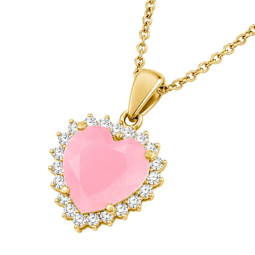 Collier Cœur Rose – Plaqué Or Jaune 18 Carats