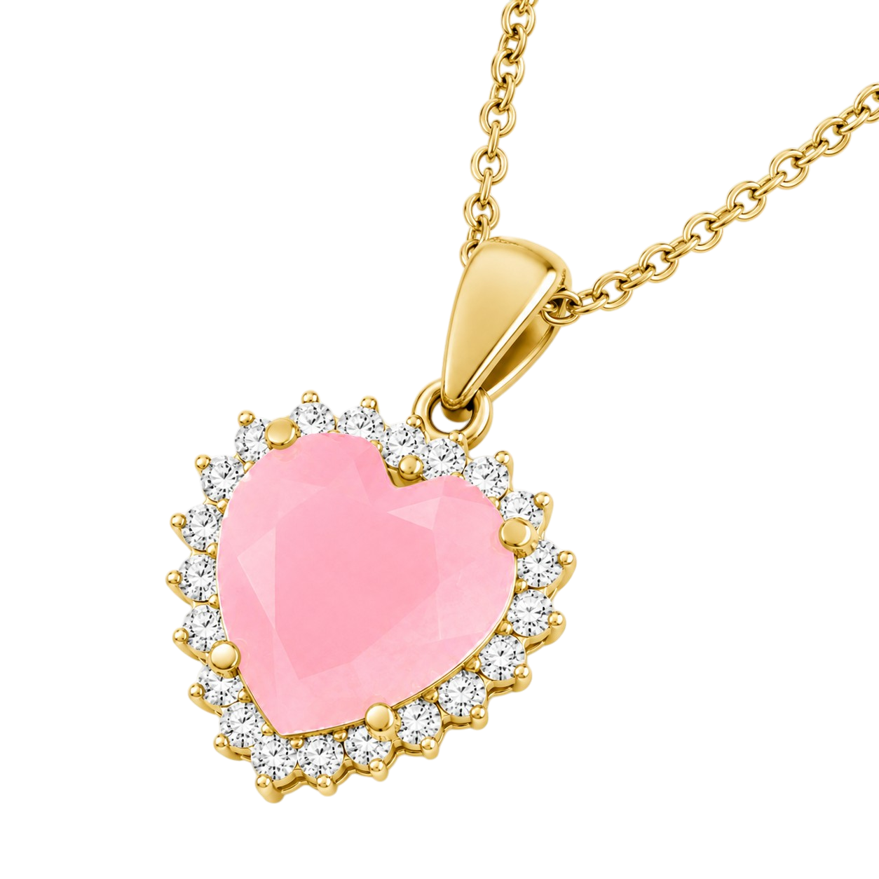 Collier Cœur Rose – Plaqué Or Jaune 18 Carats