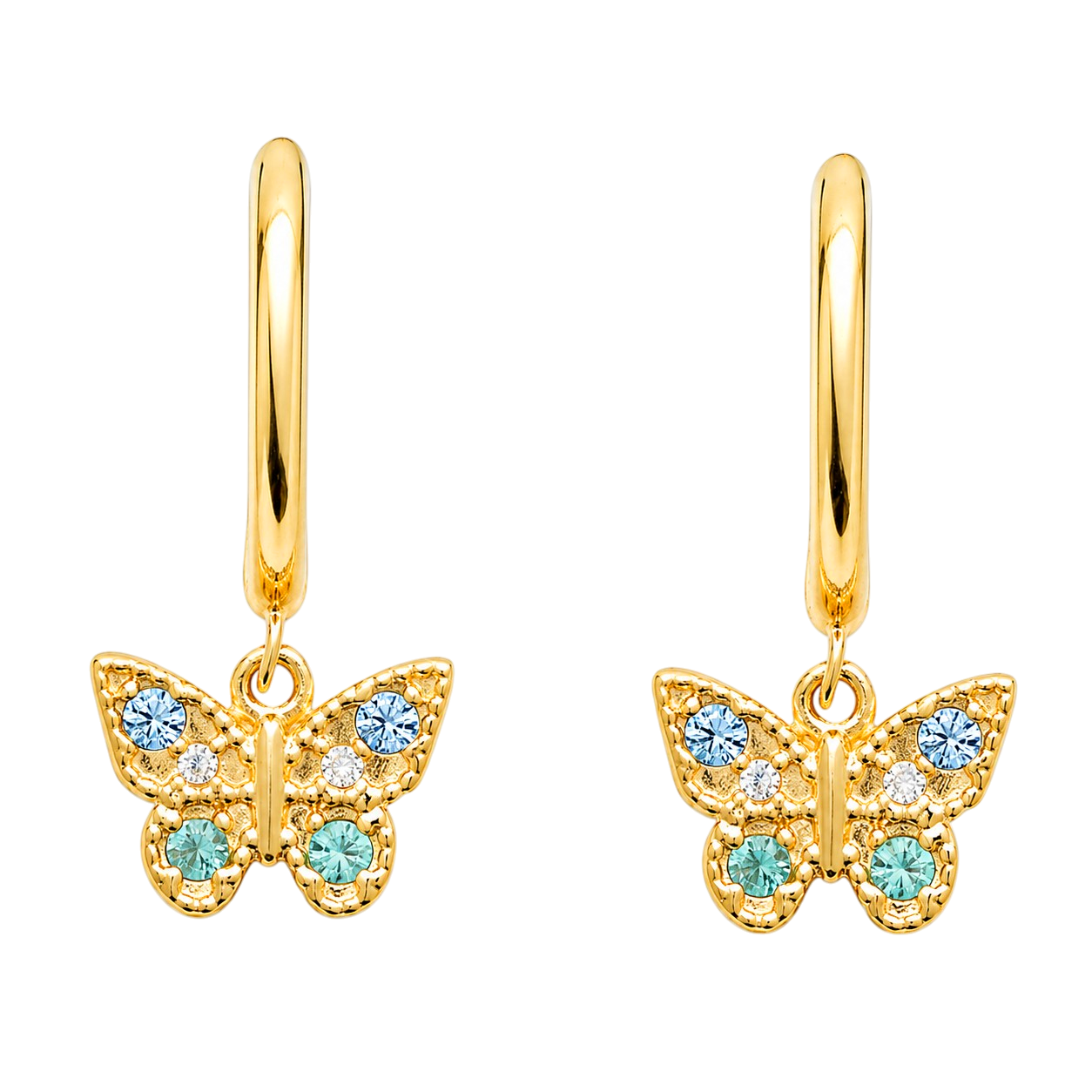 Boucles d’oreilles créoles Papillon – Plaqué Or 18 carats & Zirconium