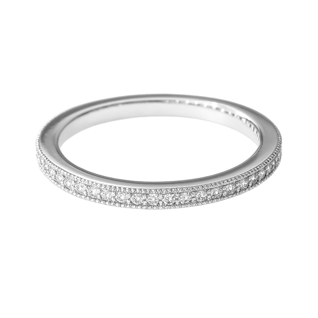 Bague Femme Argent 925 Rhodié – Anneau Fin Pavé de Zirconium | Bague Élégante et Intemporelle