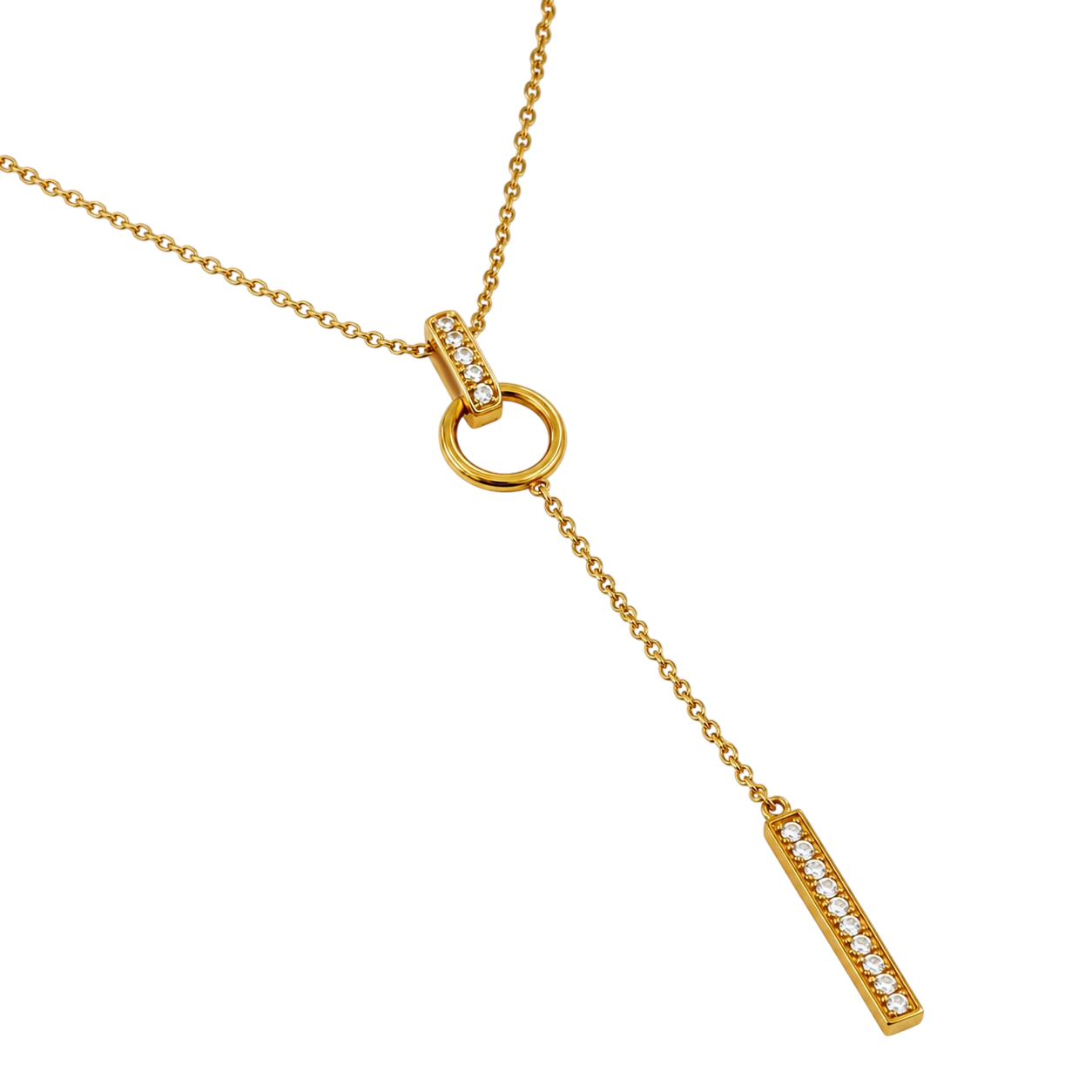 Collier Y Plaqué Or 18 Carats & Zirconiums