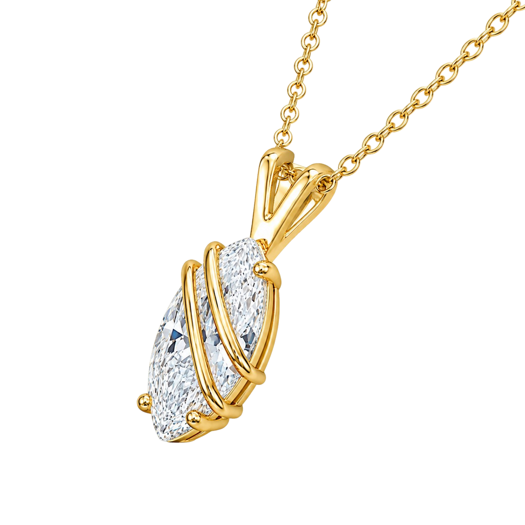 Collier Élégance Marquise – Plaqué Or Jaune 18 Carats & Zirconium