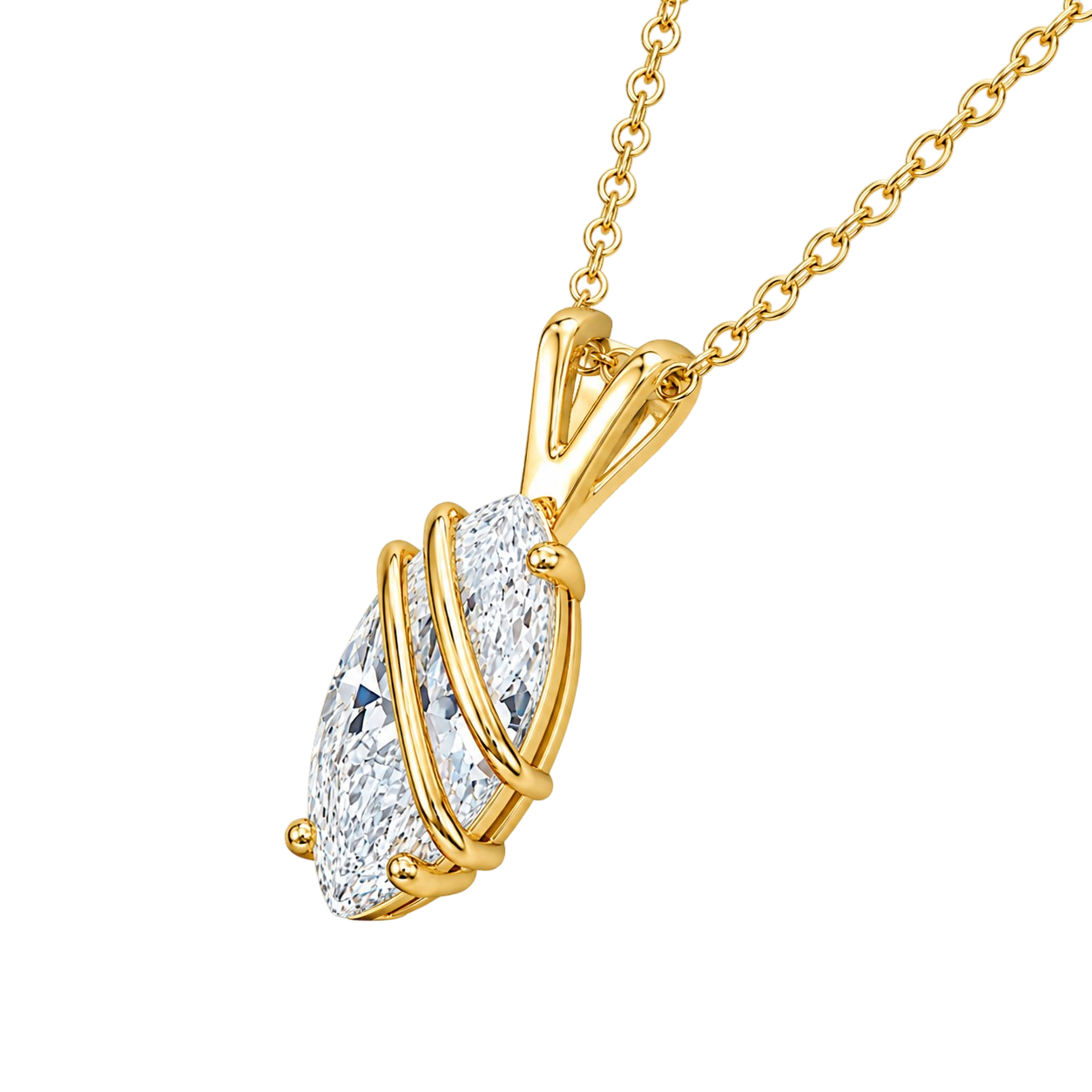 Collier Élégance Marquise – Plaqué Or Jaune 18 Carats & Zirconium