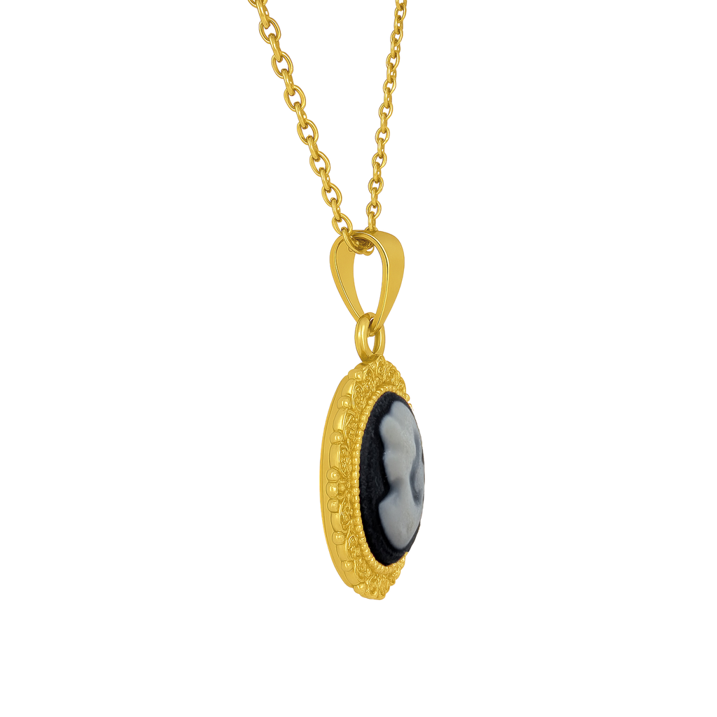 Collier Camée noir – Plaqué Or - Élégance intemporelle & charme vintage