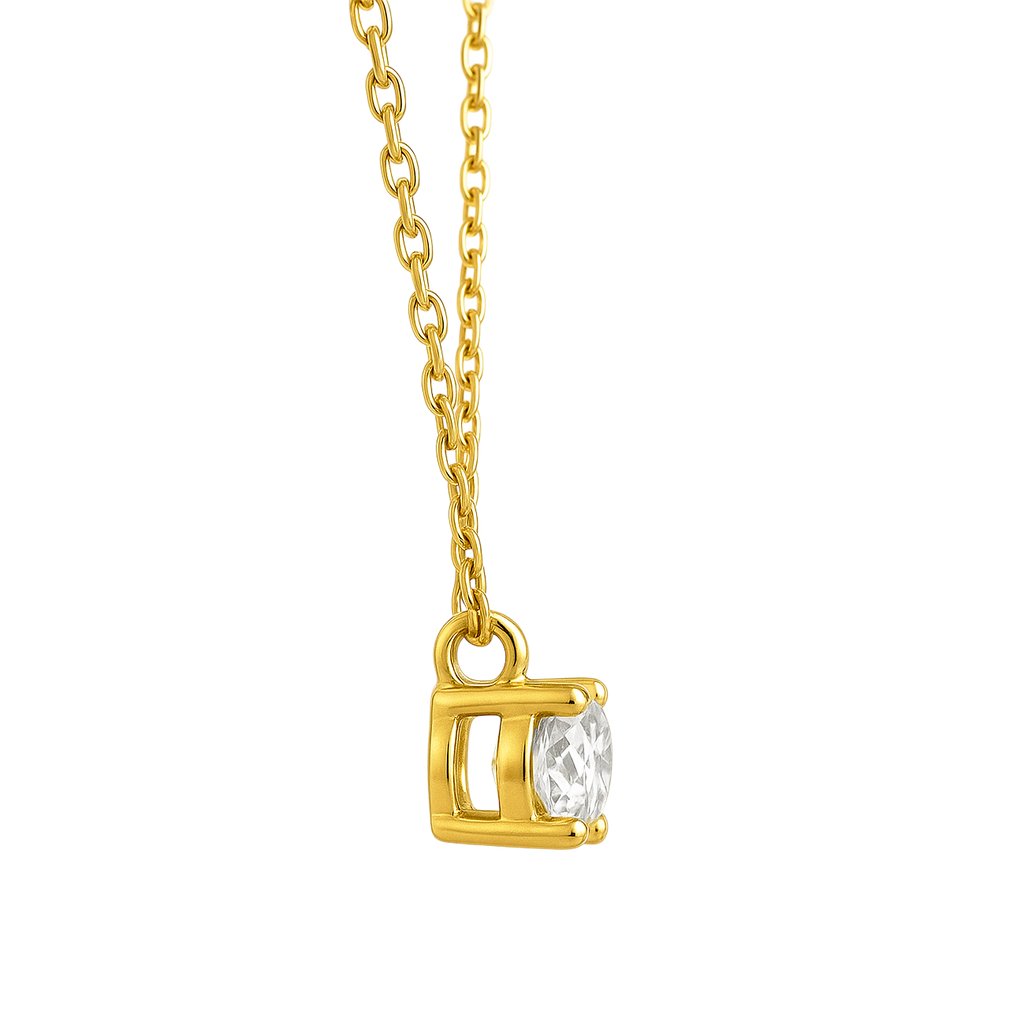 Collier en Plaqué Or & Zirconium – Chaîne 45 cm Ajustable