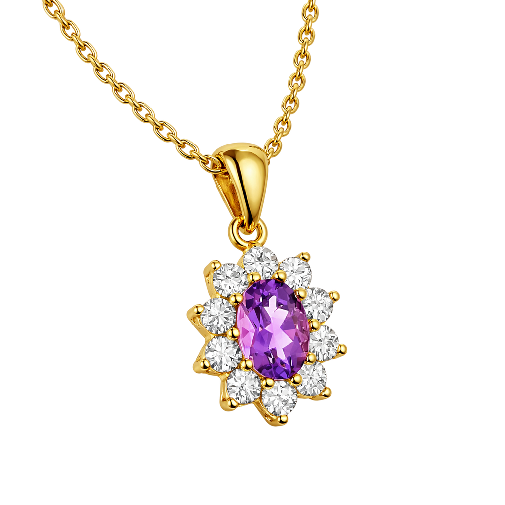 Collier Améthyste & Zirconiums – Plaqué Or 18 Carats