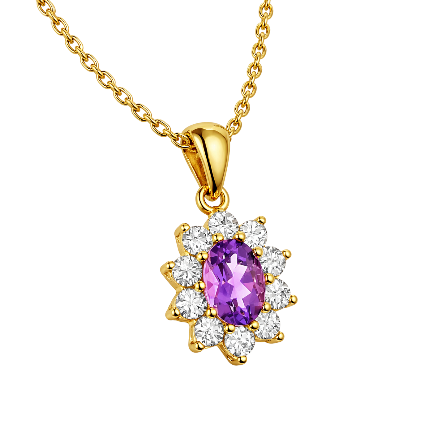 Collier Améthyste & Zirconiums – Plaqué Or 18 Carats
